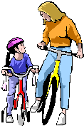 Clip art picture of mom and child with helmet
